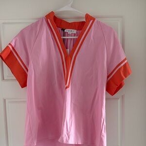 THML Pink Short Sleeve Top with Orange Trim